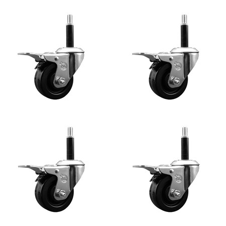 Service Caster 3'' Phenolic Swivel 3/4'' Expanding Stem Caster Set Total Lock Brake, 4PK SCC-EXTTL20S314-PHR-34-4